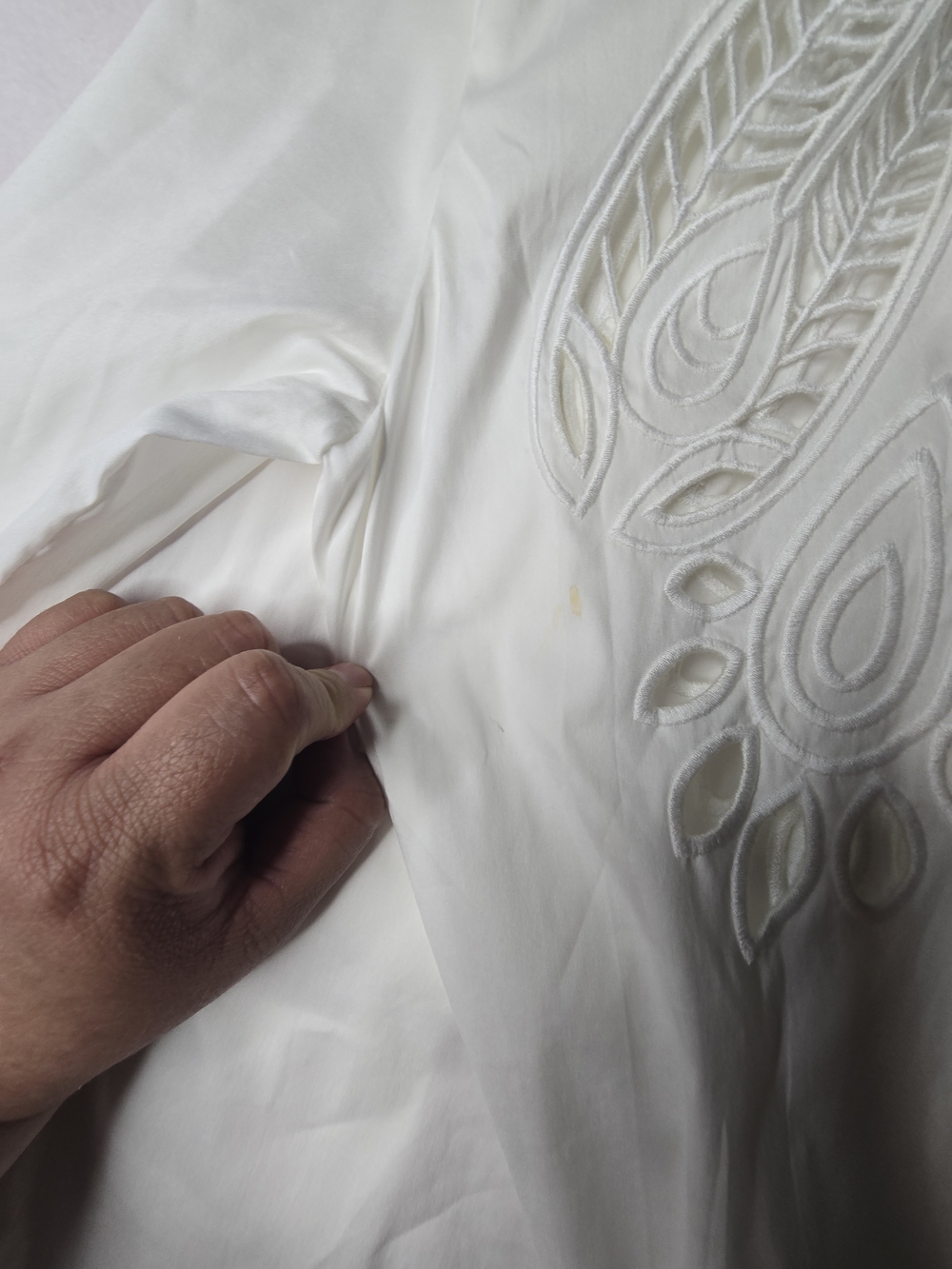 Chico's White Button-Front Shirt with Eyelet Cutout Sleeves - Picture 9 of 11